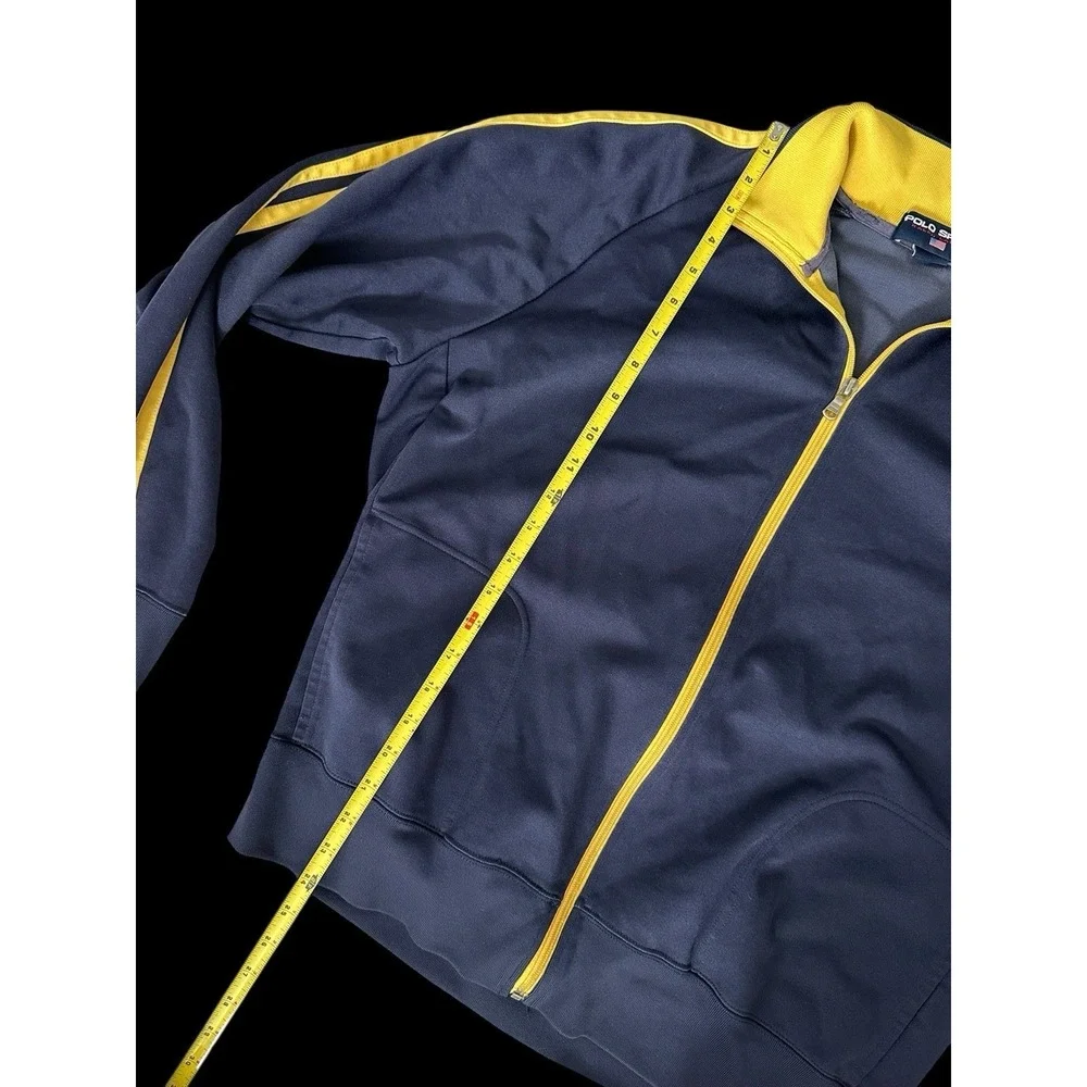 Ralph‎ Lauren Polo Sport Track Jacket Blue Yellow Zip Large Vintage 90's Flaws